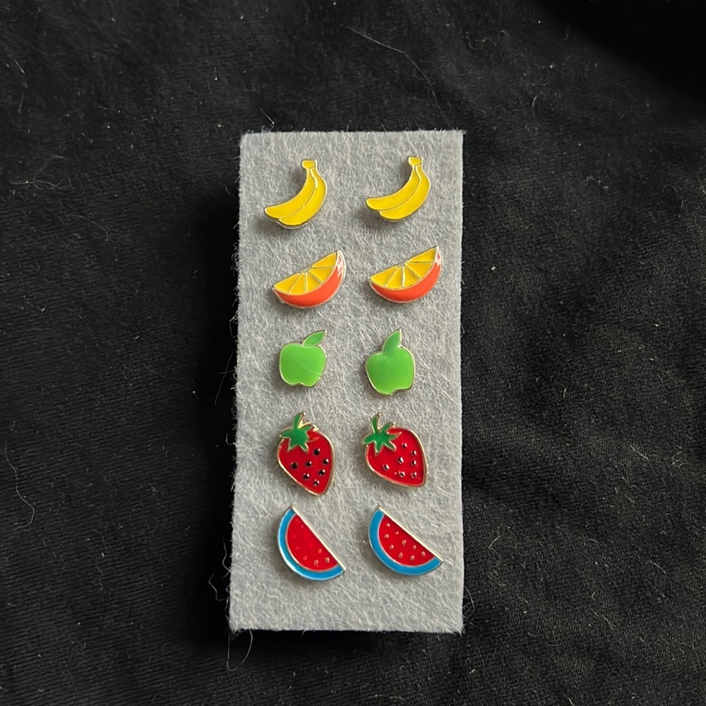 Enamel fruit stud set girl crew style